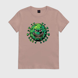 Футболка хлопковая женская Вирус злодей, цвет: пыльно-розовый