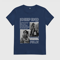 Футболка хлопковая женская Stray kids Deep end Felix, цвет: тёмно-синий