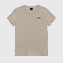 Футболка хлопковая женская Мы русские с нами Бог Ника черная патриоты, цвет: миндальный