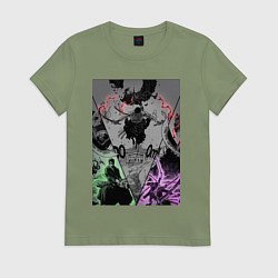 Футболка хлопковая женская Ван-Пис Зоро Ророноа пират, цвет: авокадо