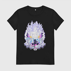 Футболка хлопковая женская Ван-Пис Луффи йонко, цвет: черный