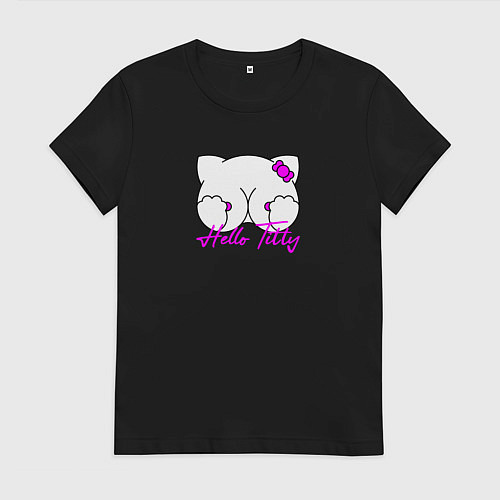 Женская футболка Hello titty кошечка / Черный – фото 1