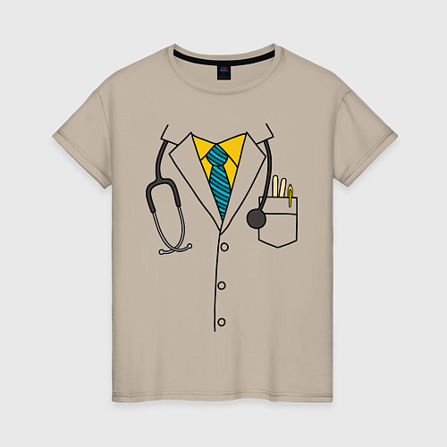 Женская футболка Халат врача / Миндальный – фото 1