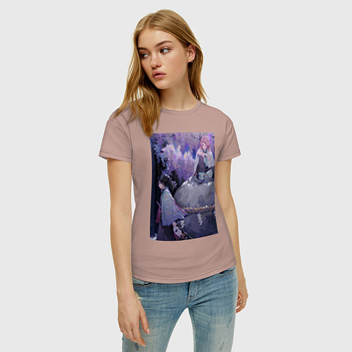 Женская футболка Клинок рассекающий демонов Гию Томиока / Пыльно-розовый – фото 3