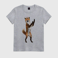 Футболка хлопковая женская Танцующий лис, цвет: меланж