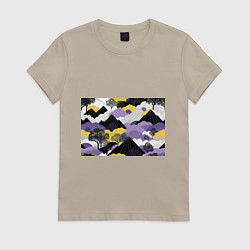Футболка хлопковая женская Япония горы, цвет: миндальный