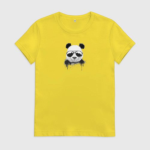 Женская футболка Бэнкси крутая панда в очках / Желтый – фото 1