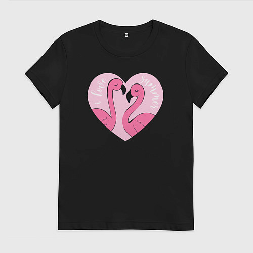 Женская футболка Летние фламинго / Черный – фото 1