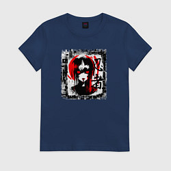 Футболка хлопковая женская Glitchcraft, цвет: тёмно-синий