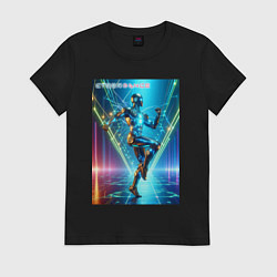 Футболка хлопковая женская Cool cyber dancer - neon glow, цвет: черный