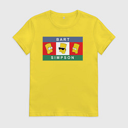 Футболка хлопковая женская Bart Simpson дикая голова, цвет: желтый