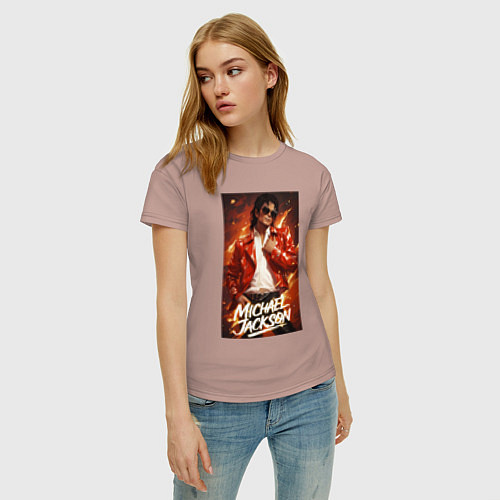 Женская футболка Michael Jackson in the red jacket / Пыльно-розовый – фото 3