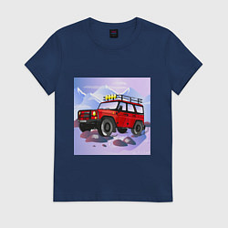 Футболка хлопковая женская Внедорожник УАЗ Хантер, цвет: тёмно-синий
