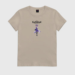 Футболка хлопковая женская Genshin impact driver on, цвет: миндальный