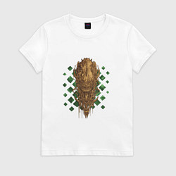 Футболка хлопковая женская Золотой ксеноморф, цвет: белый