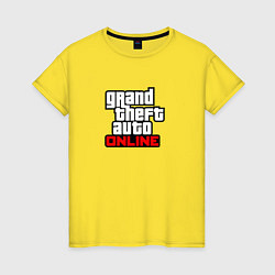 Футболка хлопковая женская GTA online logo game, цвет: желтый