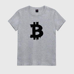 Футболка хлопковая женская Биткоин - знак, цвет: меланж
