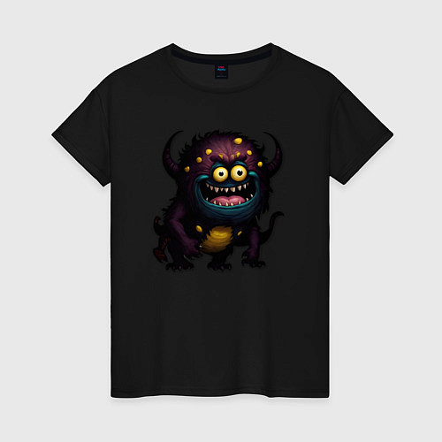 Женская футболка Страшный черный монстрик / Черный – фото 1