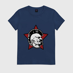 Футболка хлопковая женская Значок - Владимир Ленин панк, цвет: тёмно-синий