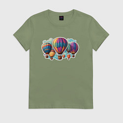 Футболка хлопковая женская Большие воздушные шары, цвет: авокадо