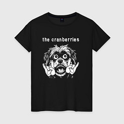 Футболка хлопковая женская The Cranberries rock dog, цвет: черный