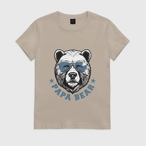 Женская футболка Папа медведь в очках / Миндальный – фото 1