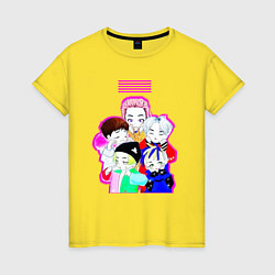 Футболка хлопковая женская Big bang в аниме стиле, цвет: желтый