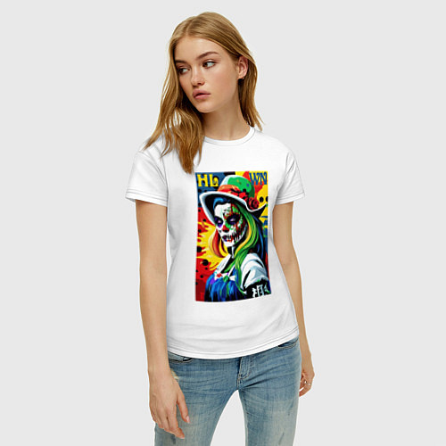 Женская футболка Girl witch - pop art / Белый – фото 3