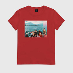 Футболка хлопковая женская Got7 на фоне сеула, цвет: красный