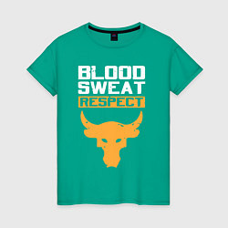 Футболка хлопковая женская Blood sweet respect logo, цвет: зеленый