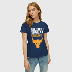 Футболка хлопковая женская Blood sweet respect logo, цвет: тёмно-синий — фото 2