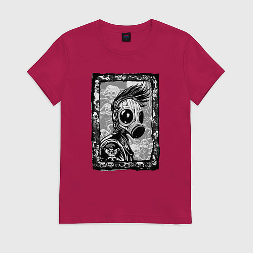 Женская футболка Gasmask punk society / Маджента – фото 1