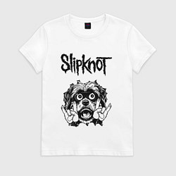 Футболка хлопковая женская Slipknot - rock dog, цвет: белый