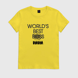 Футболка хлопковая женская Worlds best мама, цвет: желтый