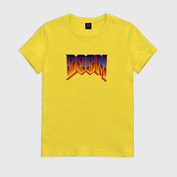 Футболка хлопковая женская Doom logotype, цвет: желтый