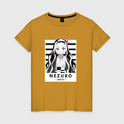 Футболка хлопковая женская Nezuko girl hunter one, цвет: горчичный