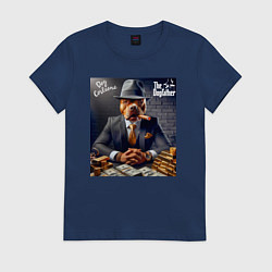 Футболка хлопковая женская Dog Corleone - ai art fantasy, цвет: тёмно-синий