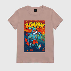 Футболка хлопковая женская Blink 182 rock, цвет: пыльно-розовый