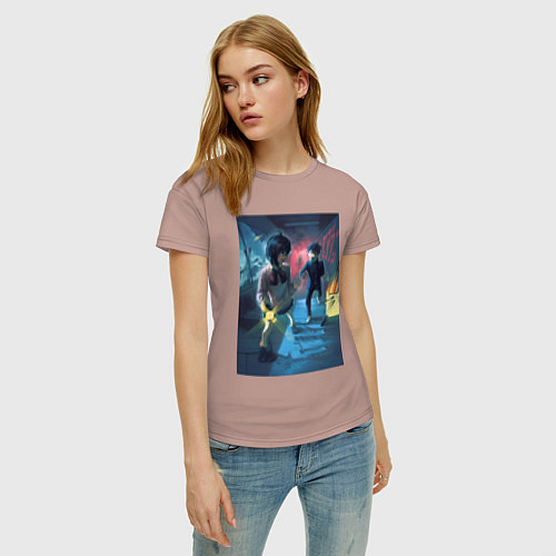 Женская футболка Дандадан: Момо Аясэ / Пыльно-розовый – фото 3