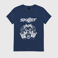 Футболка хлопковая женская Skillet rock dog, цвет: тёмно-синий