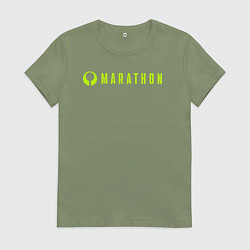 Футболка хлопковая женская Marthon logotype, цвет: авокадо