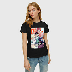 Футболка хлопковая женская Дандадан: Момо Аясэ, цвет: черный — фото 2