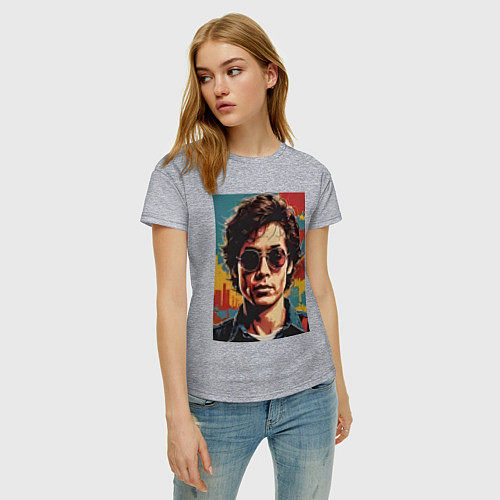 Женская футболка Ретро портрет / Меланж – фото 3