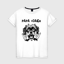 Футболка хлопковая женская Papa Roach - rock dog, цвет: белый