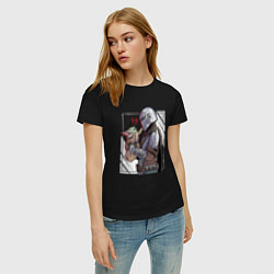 Футболка хлопковая женская Беби Йода и Мандалорец, цвет: черный — фото 2