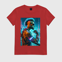 Футболка хлопковая женская Cool guy - cyberpunks not dead, цвет: красный