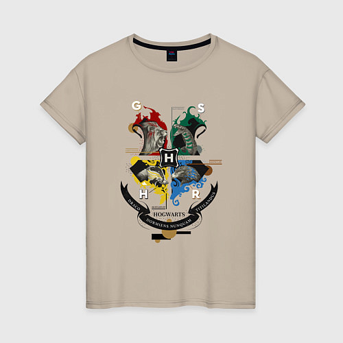 Женская футболка Hogwarts School of Witchcraft and Wizardry / Миндальный – фото 1
