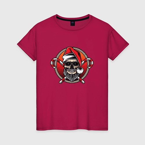 Женская футболка Skull Santa / Маджента – фото 1