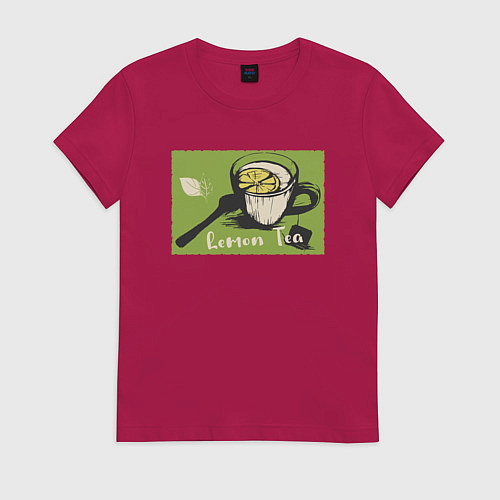 Женская футболка Чашка лимонного чая / Маджента – фото 1