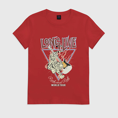 Женская футболка Живи долго рок н роллом / Красный – фото 1
